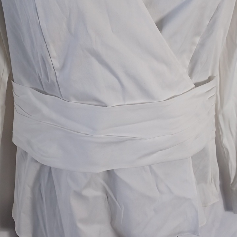 WHBM White Obe Wrap Dress Shirt Size 10 - Picture 3 of 7